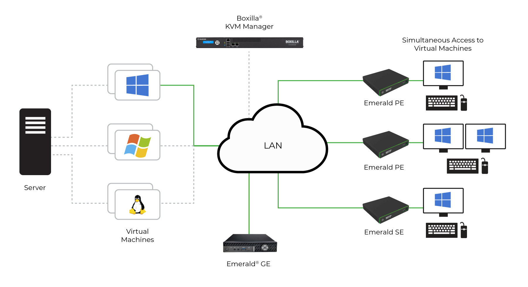 Emerald GE allows VM sharing